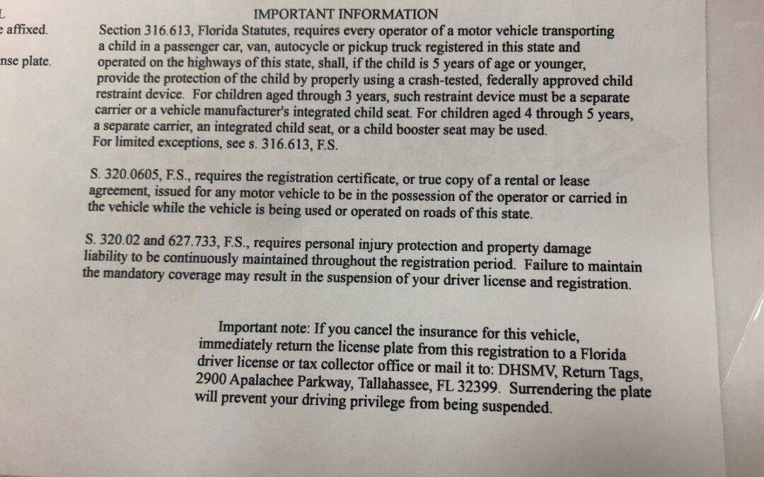 How do I surrender my license plate to the FLHSMV when I move out of Florida?