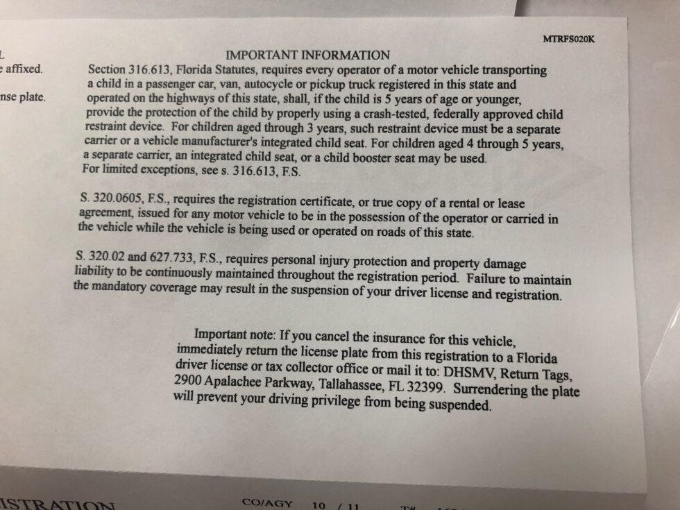 How do I surrender my license plate to the FLHSMV when I move out of Florida? Barefoot Insurance